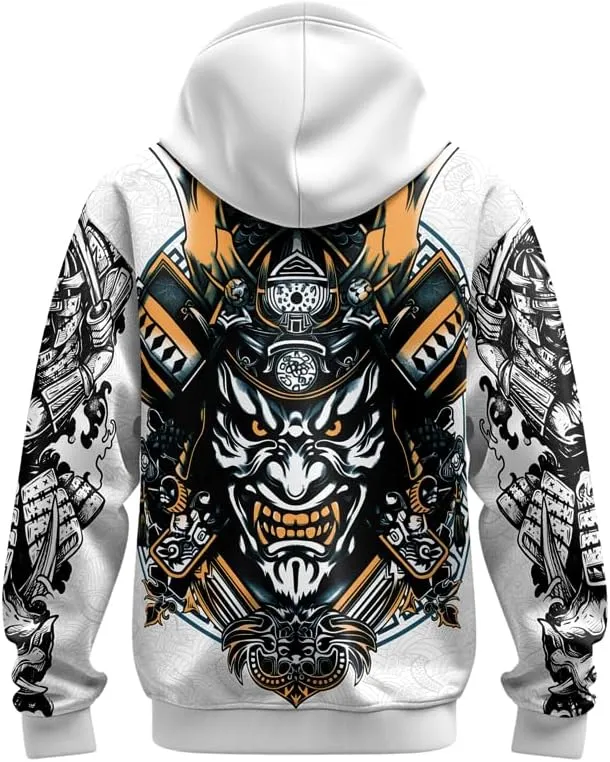 Samurai Mens Hooded Sweatshirt 3D Printed Graphic Pullover Streetwear Hoodies for Men and Women