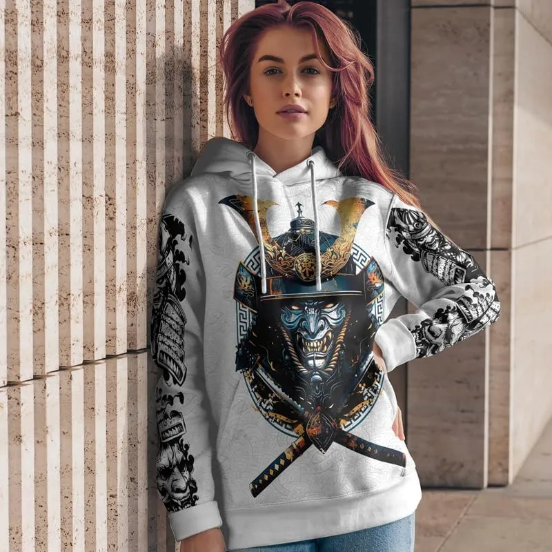 Samurai Mens Hooded Sweatshirt 3D Printed Graphic Pullover Streetwear Hoodies for Men and Women