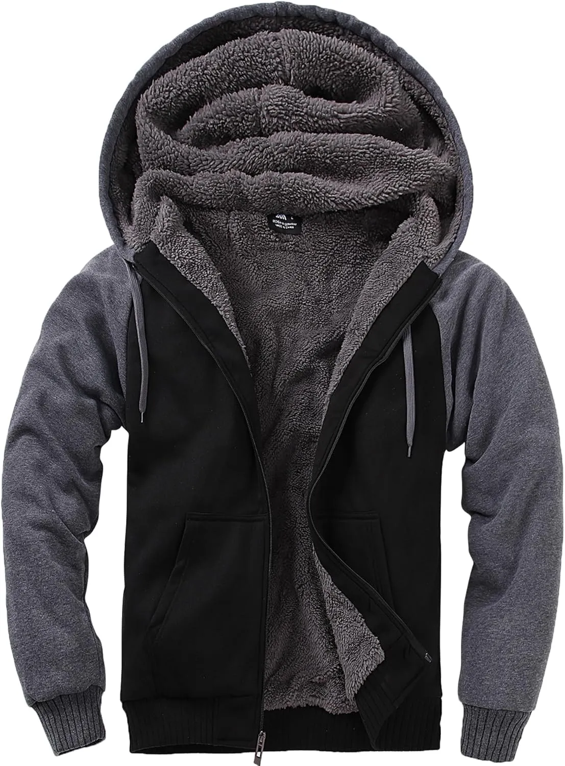 SCODI Hoodies for Men Heavyweight Fleece Sweatshirt Full Zip Up Thick Sherpa Lined
