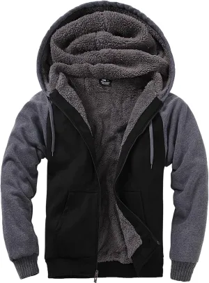 SCODI Hoodies for Men Heavyweight Fleece Sweatshirt Full Zip Up Thick Sherpa Lined