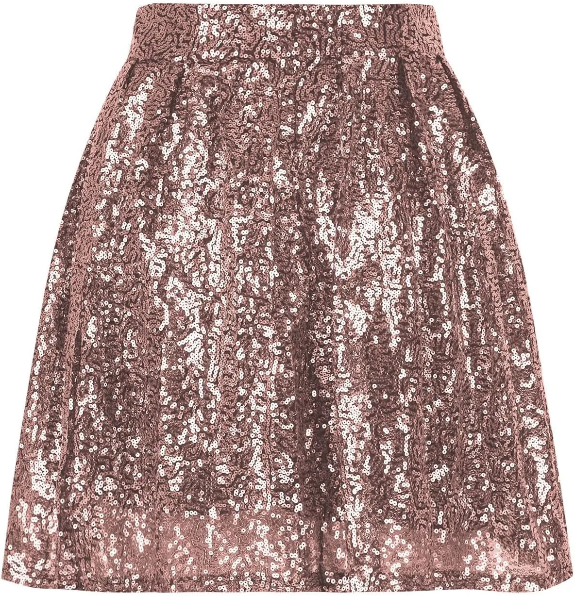 Sequin Mini Skirt for Women A-line Basic Skirt Stretchy Flared Casual Pleated Sparkly Skater Skirts Short Rave Skirt