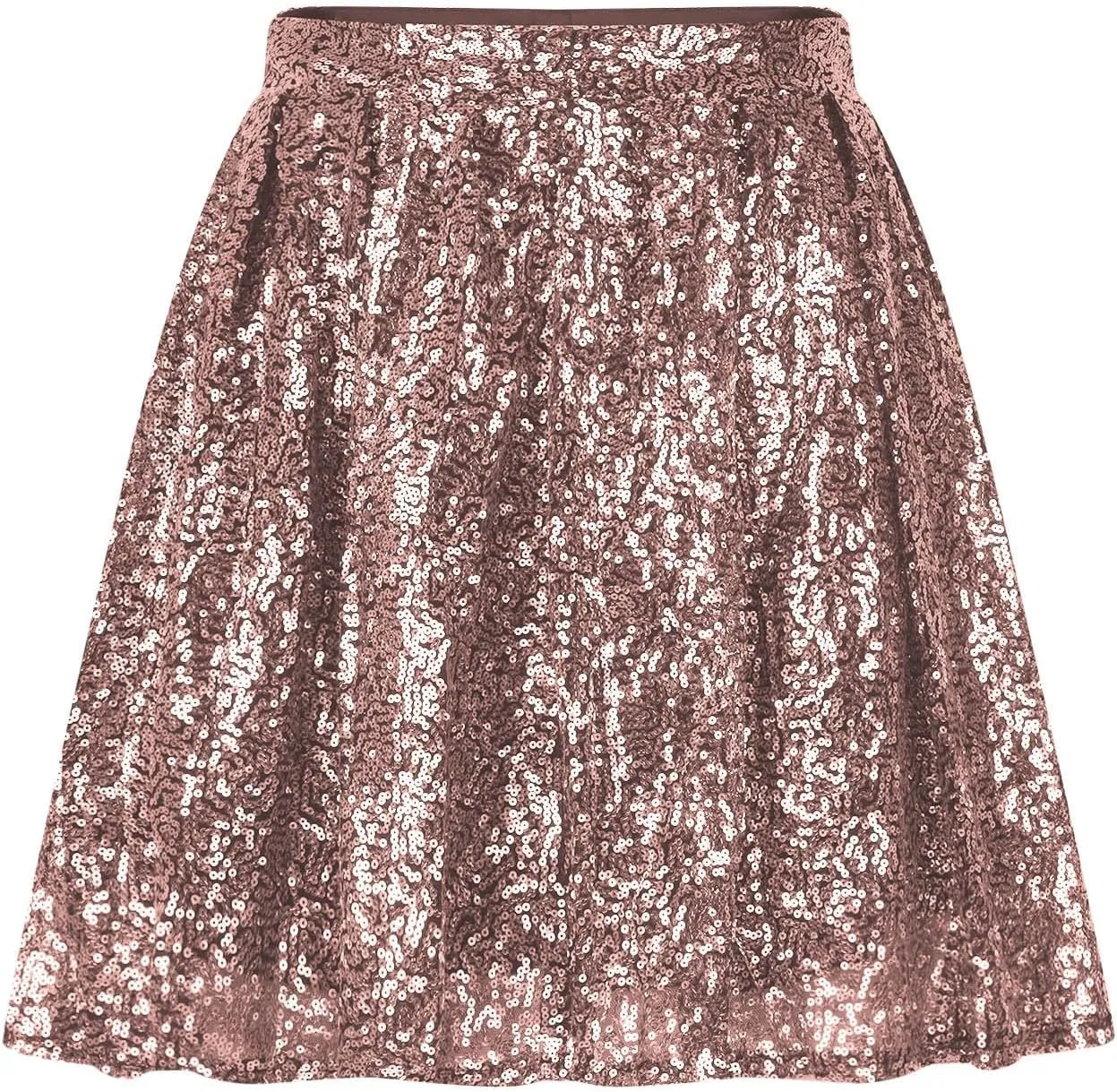 Sequin Mini Skirt for Women A-line Basic Skirt Stretchy Flared Casual Pleated Sparkly Skater Skirts Short Rave Skirt