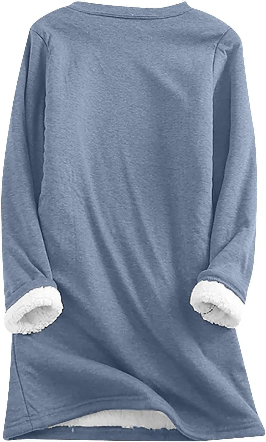 Sherpa Lined Fleece Pullover for Women Winter Warm Fuzzy Sweatshirt Yes I'm Cold Me 24:7 Funny Letter Print Tops