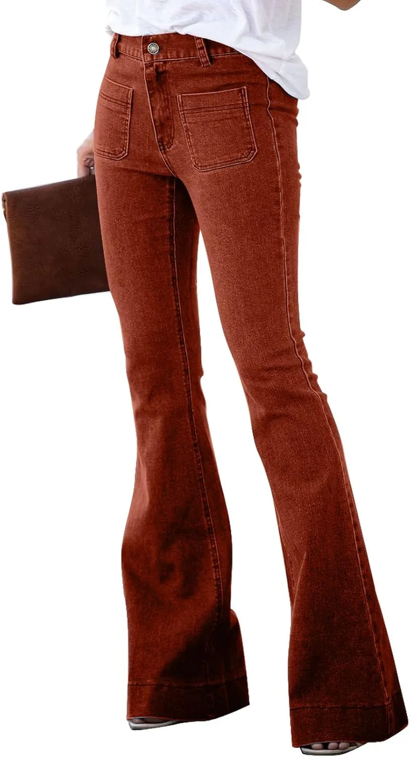 Sidefeel Women's Flare Jeans Strenchy High Waisted Bell Bottom Bootcut Denim Pants
