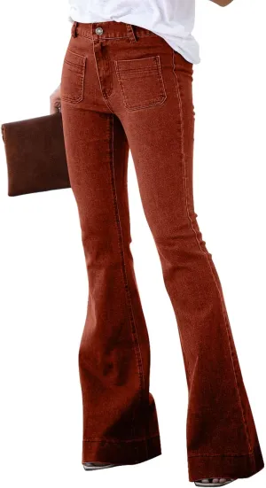 Sidefeel Women's Flare Jeans Strenchy High Waisted Bell Bottom Bootcut Denim Pants