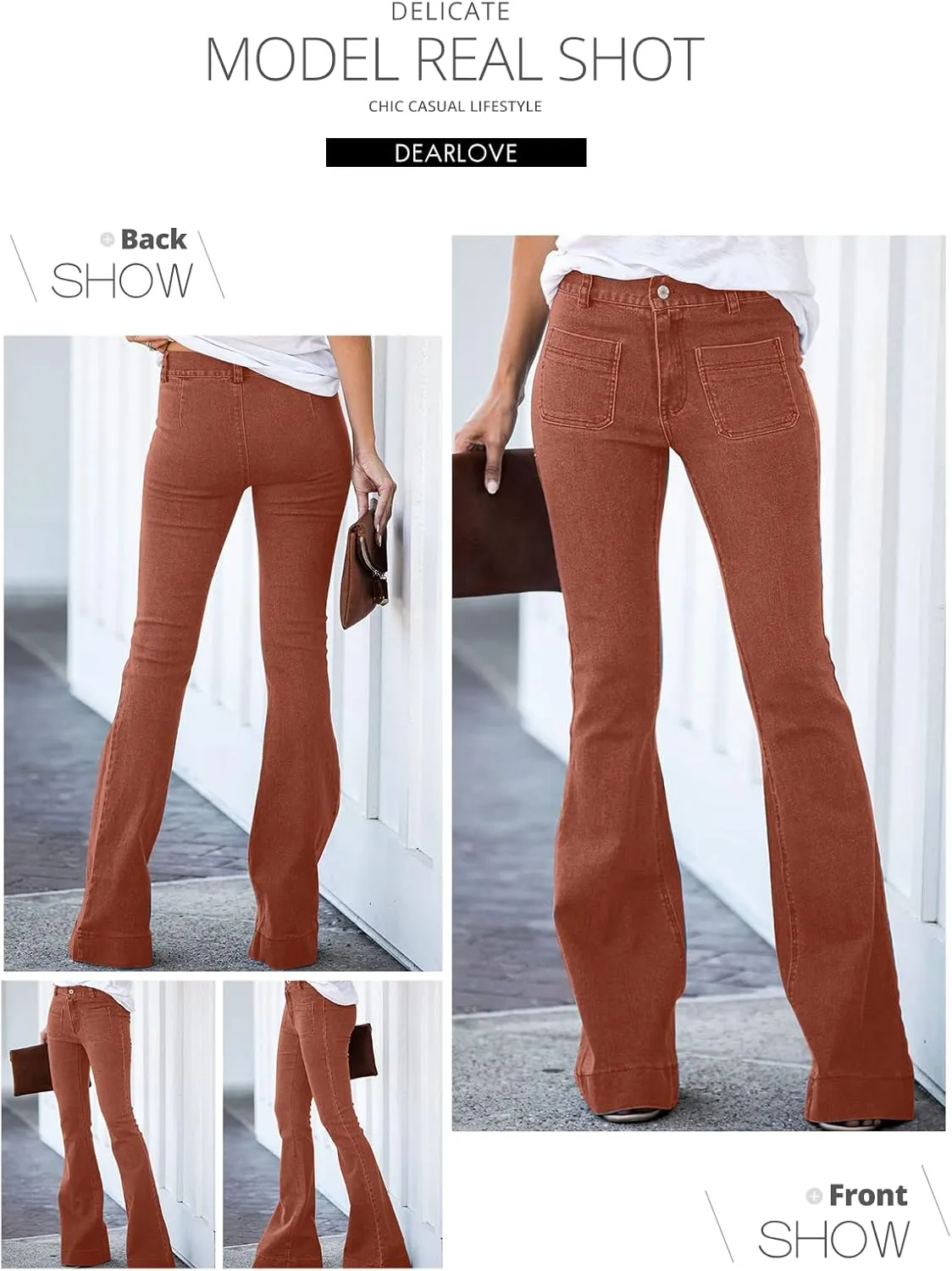 Sidefeel Women's Flare Jeans Strenchy High Waisted Bell Bottom Bootcut Denim Pants