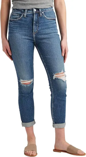 Silver Jeans Co. Women's 90s Boyfriend High Rise Slim Leg Jeans-Legacy