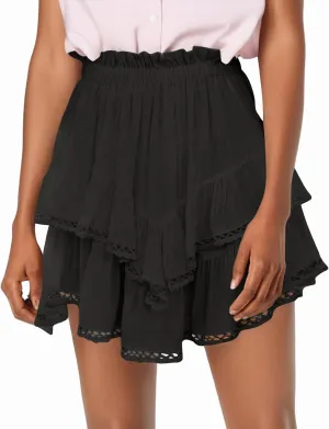 Skorts for Woman 2025 Vacation Stretchy High Waisted Ruffle Layered Skirt Flowy Tennis Golf Cute Crochet Mini Skirts