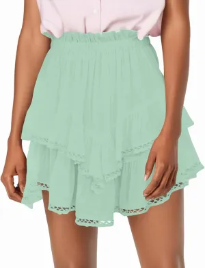 Skorts for Woman 2025 Vacation Stretchy High Waisted Ruffle Layered Skirt Flowy Tennis Golf Cute Crochet Mini Skirts