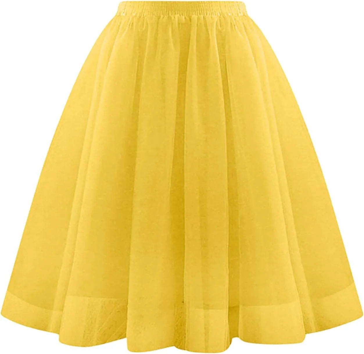 Spring Outfits for Women 2025 Loose Casual Trendy Solid Color Elastic Waist Flowy Mesh Ballet Skirts, S-2XL