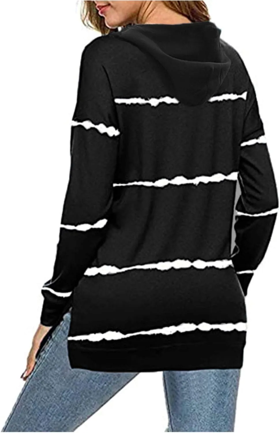 Striped Sweatshirt Women 2024 Long Sleeve Crewneck Pullover Shirts Loose Fit Tunic Tops Comfy Casual Fall Clothes
