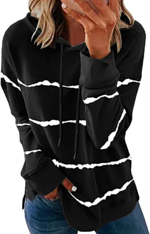 Striped Sweatshirt Women 2024 Long Sleeve Crewneck Pullover Shirts Loose Fit Tunic Tops Comfy Casual Fall Clothes