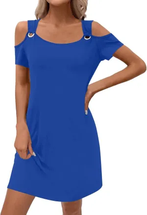 Summer Dresses for Women 2025 Beach Vacation Spring Clothes Eyelet Off-Shoulder Strap Fashion Mini Dress