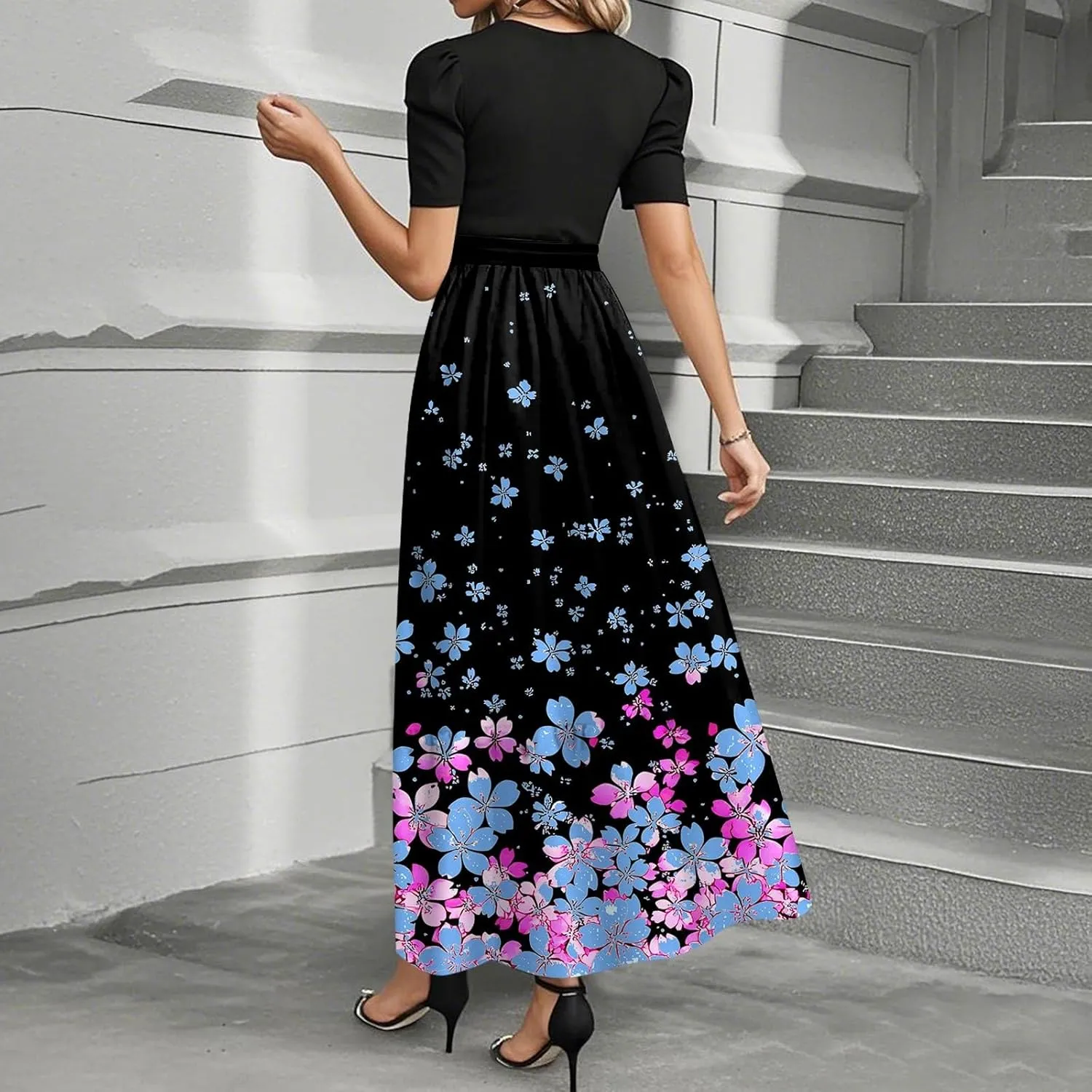Summer Dresses for Women 2025 Elegant Classy Short Sleeve Wedding Guest Dress Work Wrap Empire Waist A Line Sundress