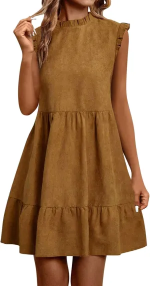 Summer Dresses for Women 2025 Sleeveless Crewneck Flowy Short Dress Trendy Graphic Loose Fit Dress