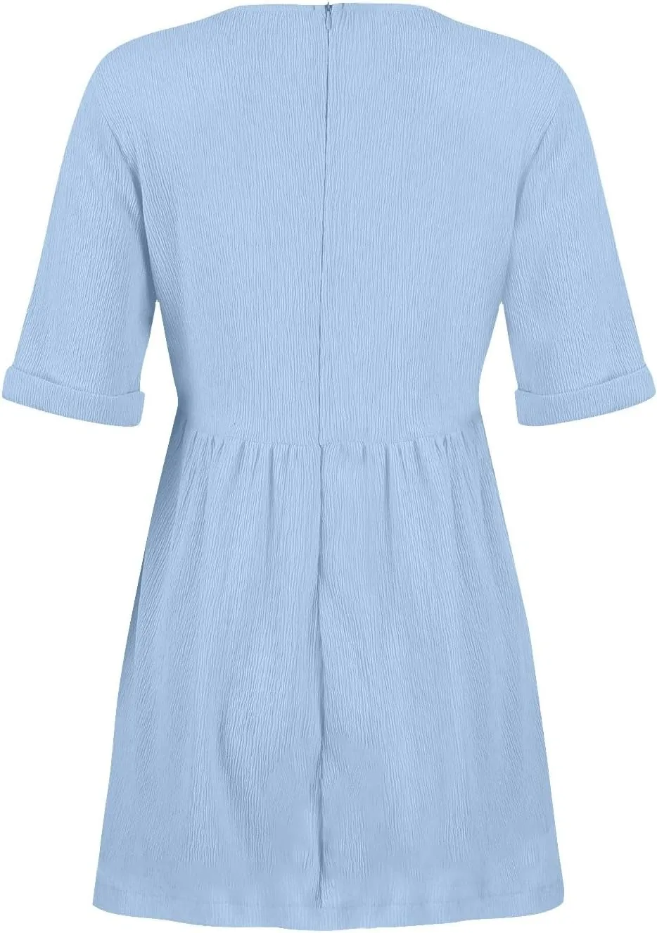 Summer Linen Dresses for Women 2024 Casual v Neck Knee Length Sundresses with Sleeve Comfy Summer Vacation Dresses