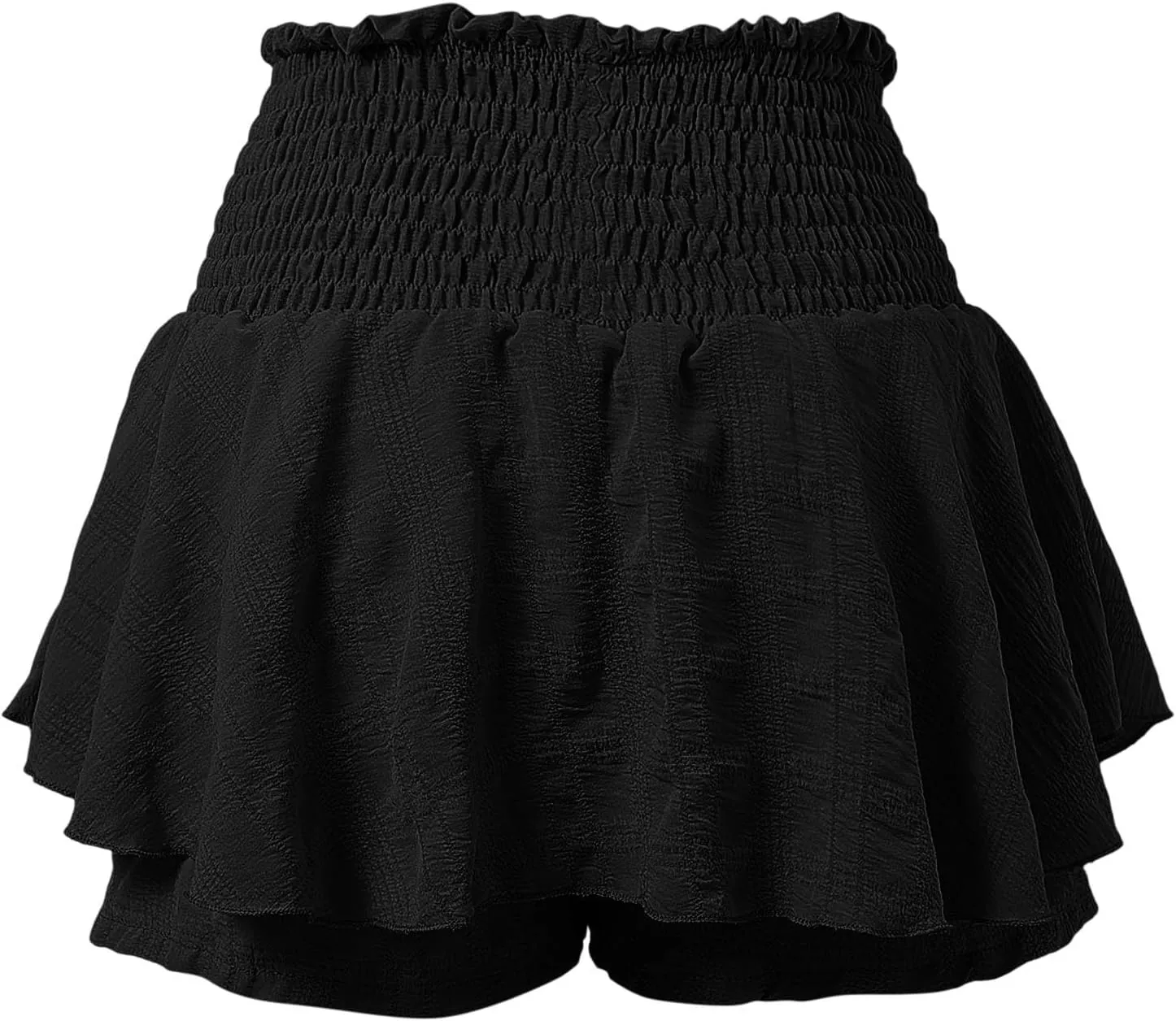 Summer Skirts for Women Trendy High Elastic Waist Tummy Control Double Ruffle Hem A-Line Pleated Mini Skirts for Girls
