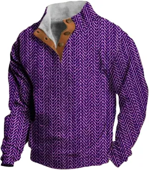 Sweatshirts for Men Casual Long Sleeve Quater Button Down Shirt Fleece Stand Collar Pullover Sweater Spring Tops 2025