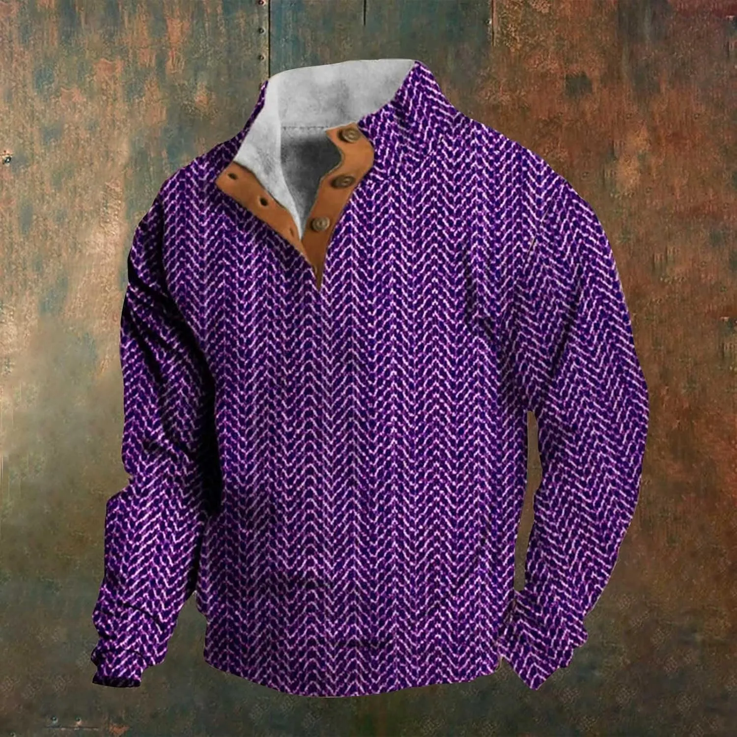 Sweatshirts for Men Casual Long Sleeve Quater Button Down Shirt Fleece Stand Collar Pullover Sweater Spring Tops 2025