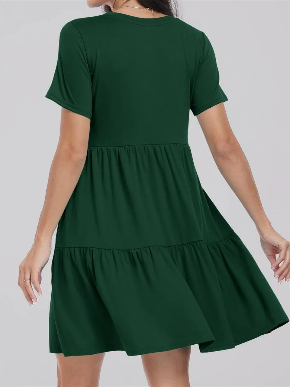 T Shirt Dress Women Summer Casual Short Sleeve Crewneck Mini Tshirt Dresses Loose Flowy Tiered Short Dress with Pockets