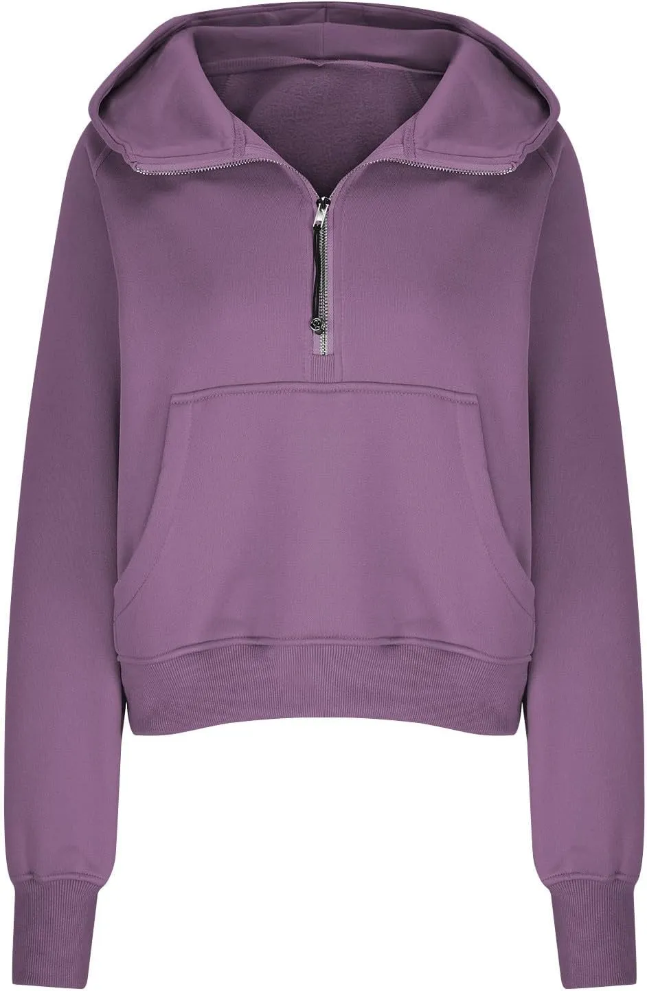 TANGNADE Hooded Sweatshirts Women Half Zip Cropped Fleece Pullover Quarter Zipper Thumb Hole Hoodies with Pockets