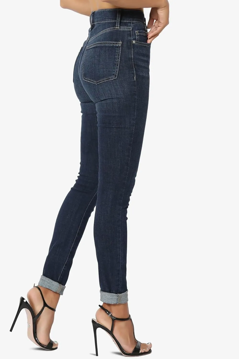 TheMogan Clara Ripped Distressed Destroyed Washed Knee High Rise Skinny Jeans