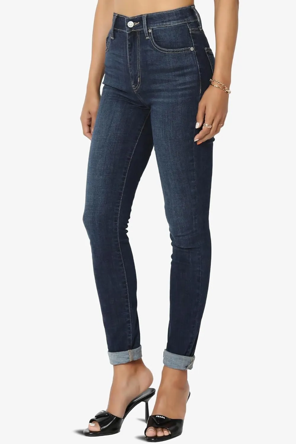 TheMogan Clara Ripped Distressed Destroyed Washed Knee High Rise Skinny Jeans