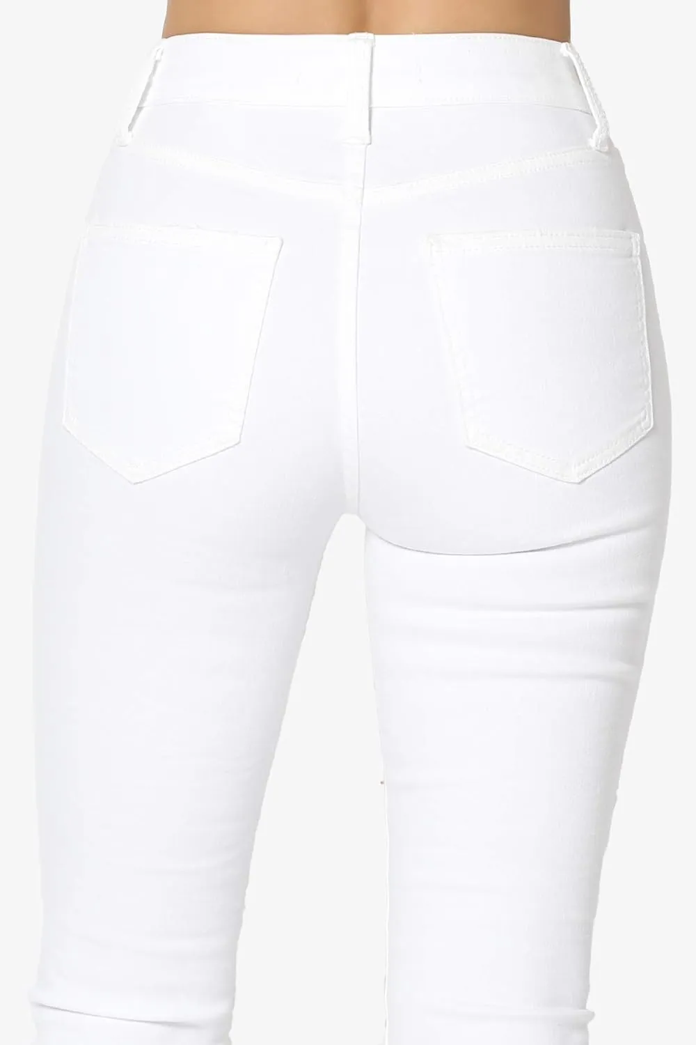 TheMogan Clara Ripped Distressed Destroyed Washed Knee High Rise Skinny Jeans