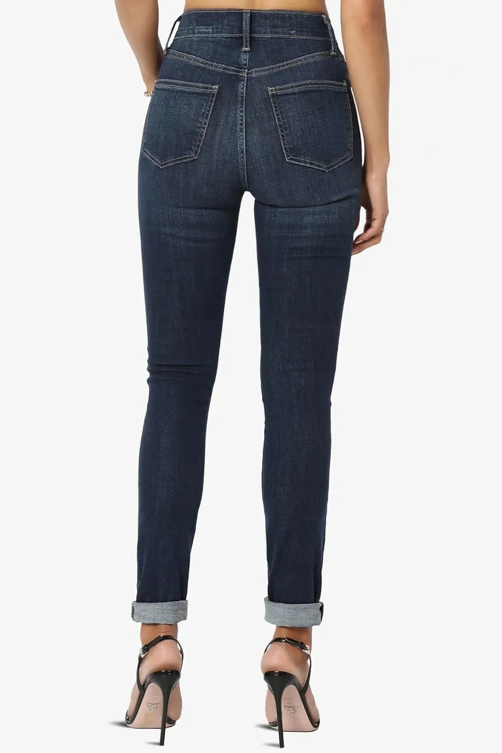 TheMogan Clara Ripped Distressed Destroyed Washed Knee High Rise Skinny Jeans
