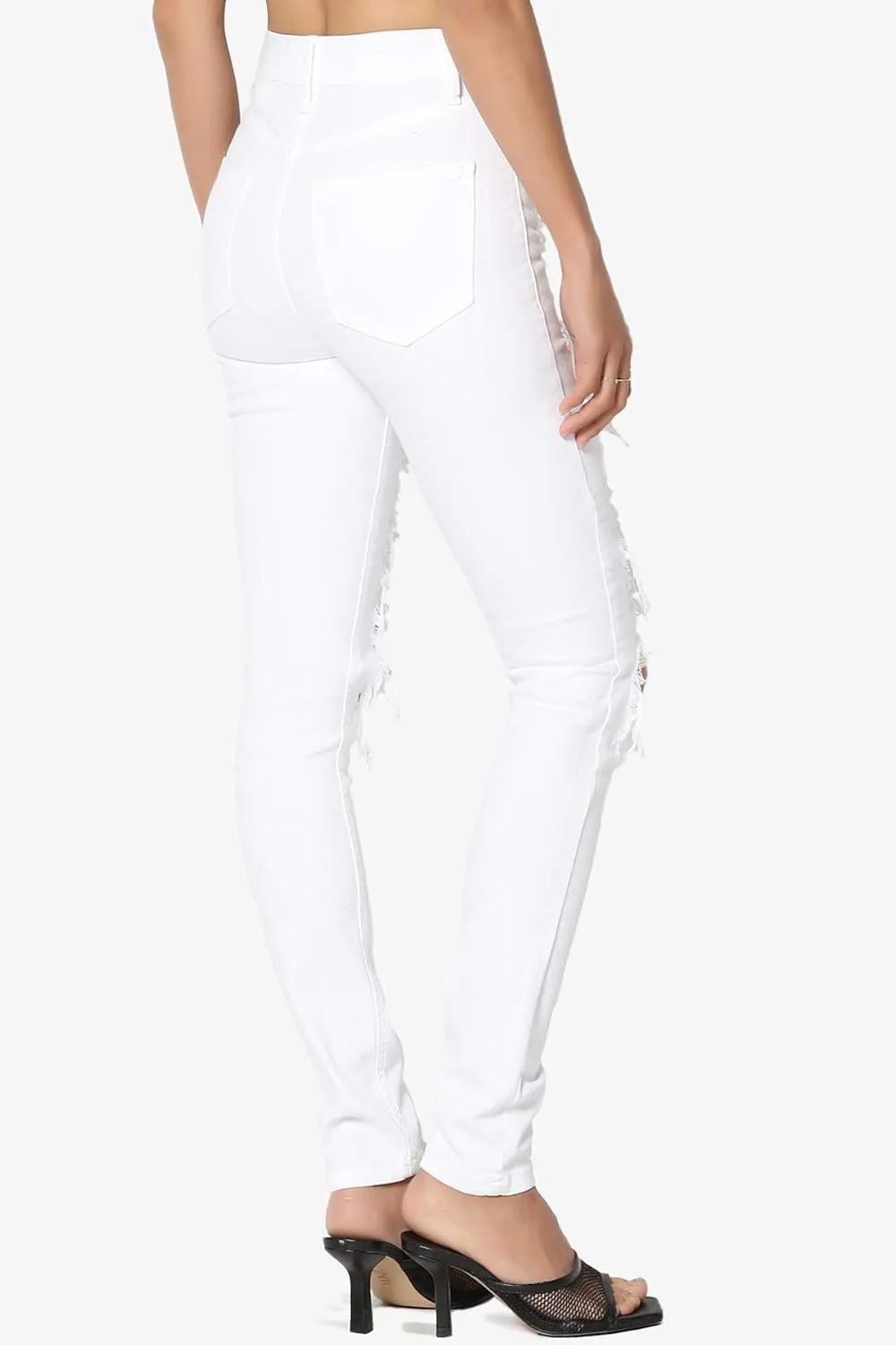 TheMogan Clara Ripped Distressed Destroyed Washed Knee High Rise Skinny Jeans