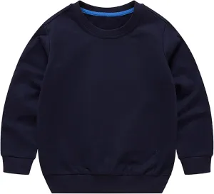 Toddler Baby Boys Girls Crewneck Long Sleeve Pullover Sweatshirt Solid Casual Oversized Cotton Tops Infant Girl