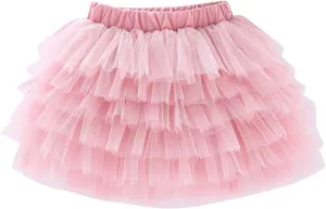 Toddler Girls Ruffle Puffy Skirts Tiered Mesh Tutus Cute Princess Skirt Solid Fluffy Tutu Half Dress for Party Dance