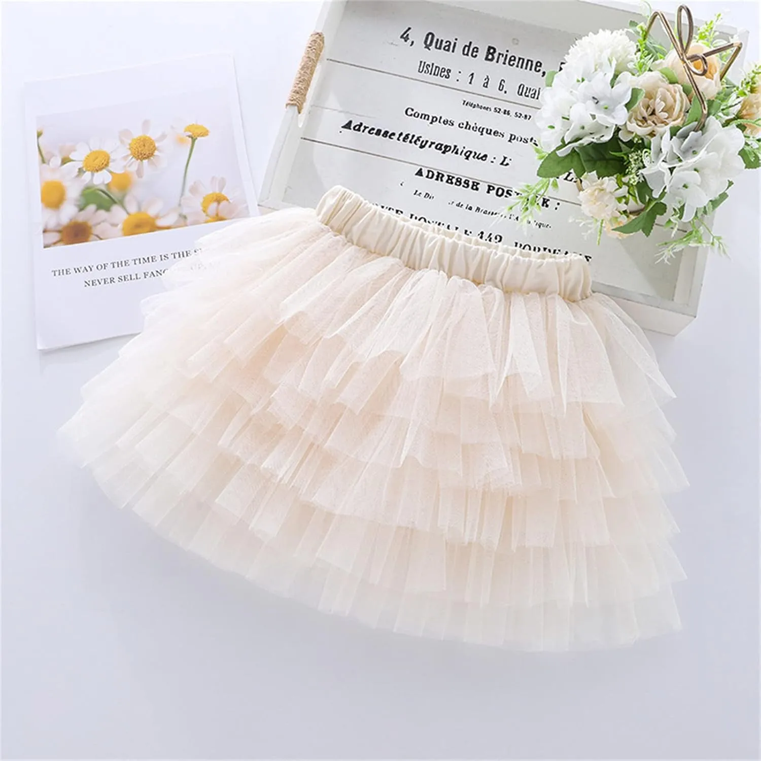 Toddler Girls Ruffle Puffy Skirts Tiered Mesh Tutus Cute Princess Skirt Solid Fluffy Tutu Half Dress for Party Dance