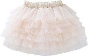 Toddler Girls Ruffle Puffy Skirts Tiered Mesh Tutus Cute Princess Skirt Solid Fluffy Tutu Half Dress for Party Dance