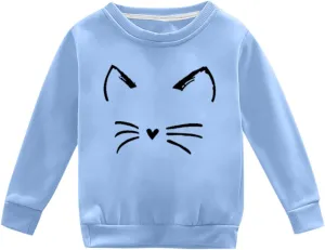 Toddler Kids Fleece Hoodie Cute Pattern Printed Crewneck Girls Boys Solid Fashion Pullover Fall Winter Sweatshirt