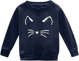 Toddler Kids Fleece Hoodie Cute Pattern Printed Crewneck Girls Boys Solid Fashion Pullover Fall Winter Sweatshirt