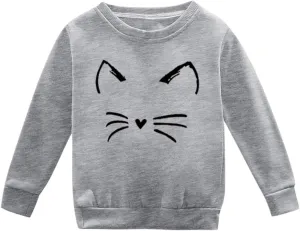 Toddler Kids Fleece Hoodie Cute Pattern Printed Crewneck Girls Boys Solid Fashion Pullover Fall Winter Sweatshirt