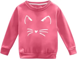 Toddler Kids Fleece Hoodie Cute Pattern Printed Crewneck Girls Boys Solid Fashion Pullover Fall Winter Sweatshirt
