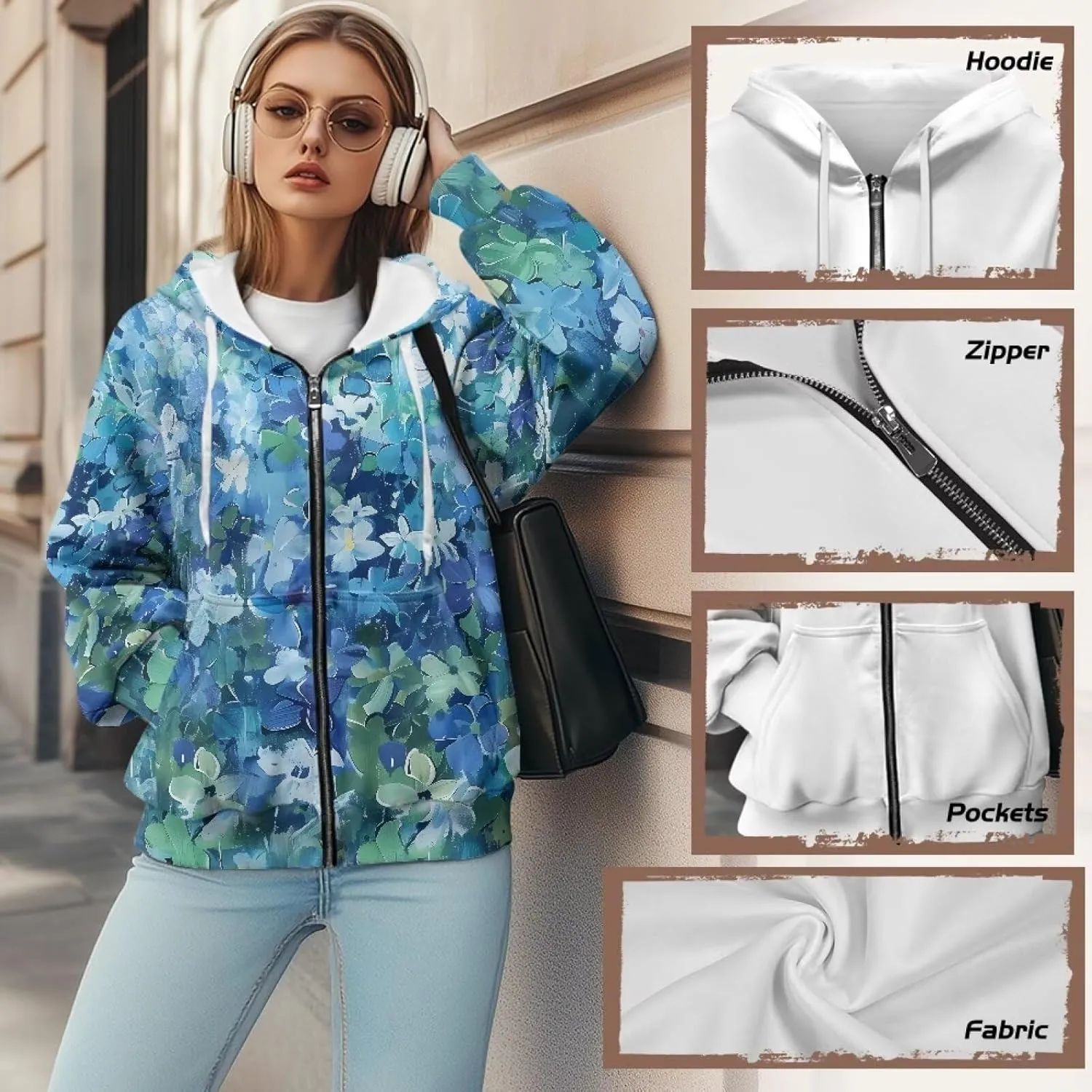 TODIYADDU Trendy Sweatshirts Womens Oversized Hoodies Fashion Zip Up Hooded with Pockets Casual Long Sleeve Pullover Hoodies