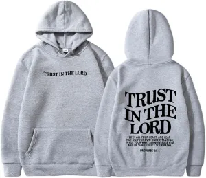 Trust in The Lord Christian Hoodies Womens Graphic Letter Printed Oversize Fall Pullover Sweatshirt with Pocket