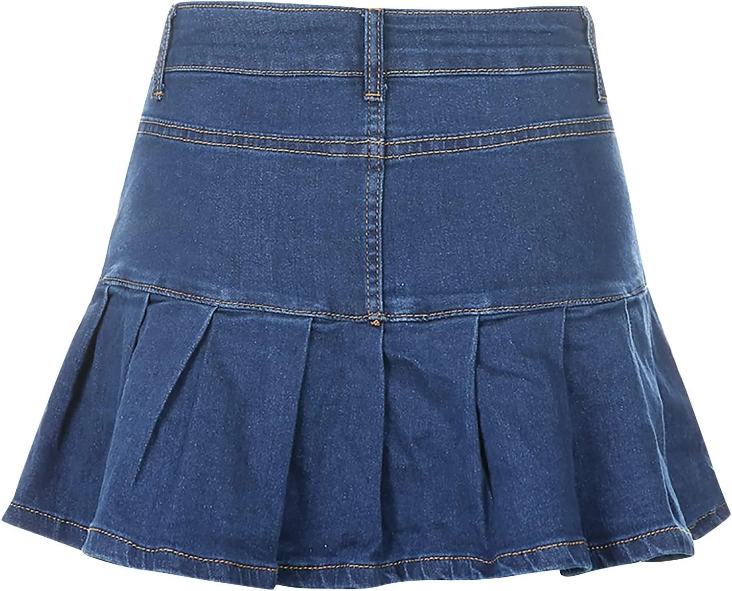tuduoms Women Denim Pleated Skirts High Waist Slim A Line Ruffle Trumpet Mini Skirts Sweet Sexy Fashion Short Skirts Girls