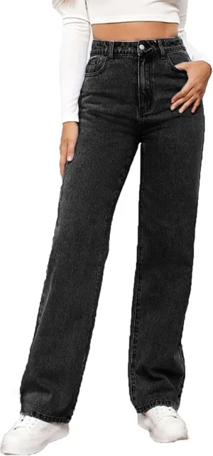 Tummy Control Jeans for Women Trendy Gradient Color High Waisted Baggy Jeans Casual Slim Stretch Denim Pants