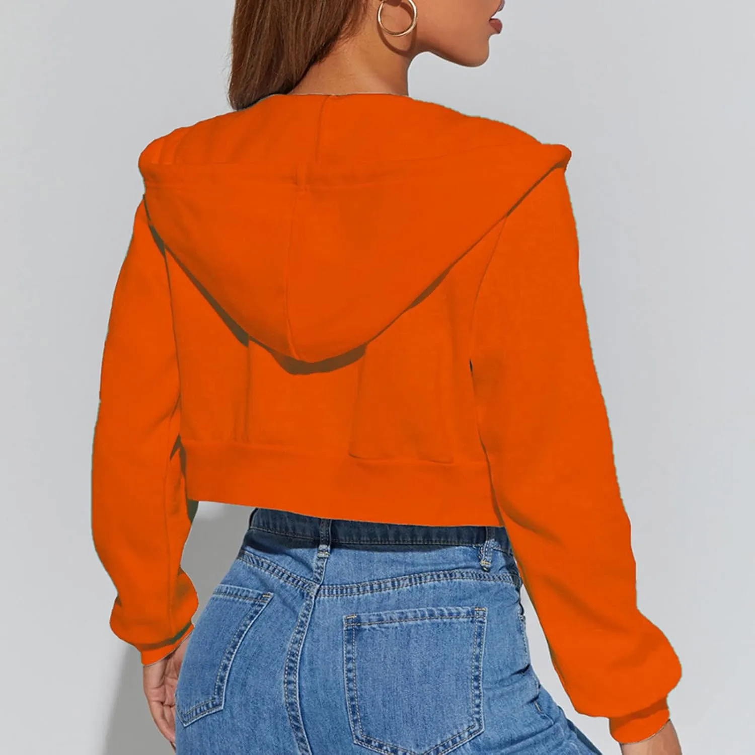 TUNUSKAT Womens Sexy Cropped Hoodies Zip Up Fleece Lined Fall Winter Jacket Short Hooded Sweatshirt Cardigan Girls Y2k Tops