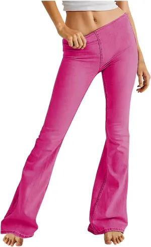 Uillui Women's Flared Skinny Jeans-Bootleg Yoga Jeggings Stretch Tummy Control High Waisted Casual Denim Bell Bottom Jeans
