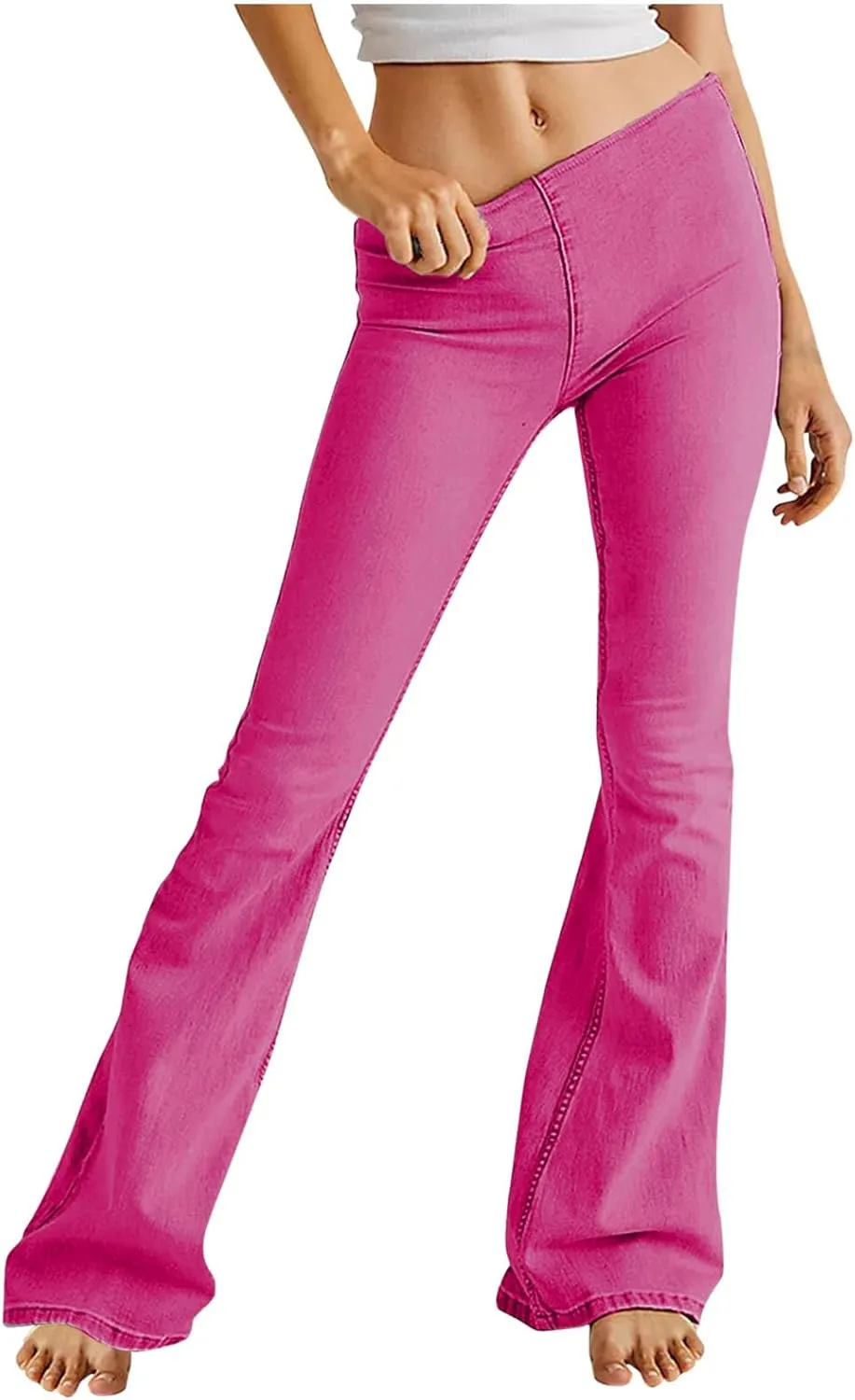 Uillui Women's Flared Skinny Jeans-Bootleg Yoga Jeggings Stretch Tummy Control High Waisted Casual Denim Bell Bottom Jeans