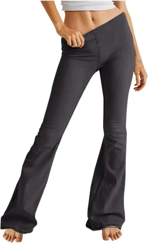 Uillui Women's Flared Skinny Jeans-Bootleg Yoga Jeggings Stretch Tummy Control High Waisted Casual Denim Bell Bottom Jeans