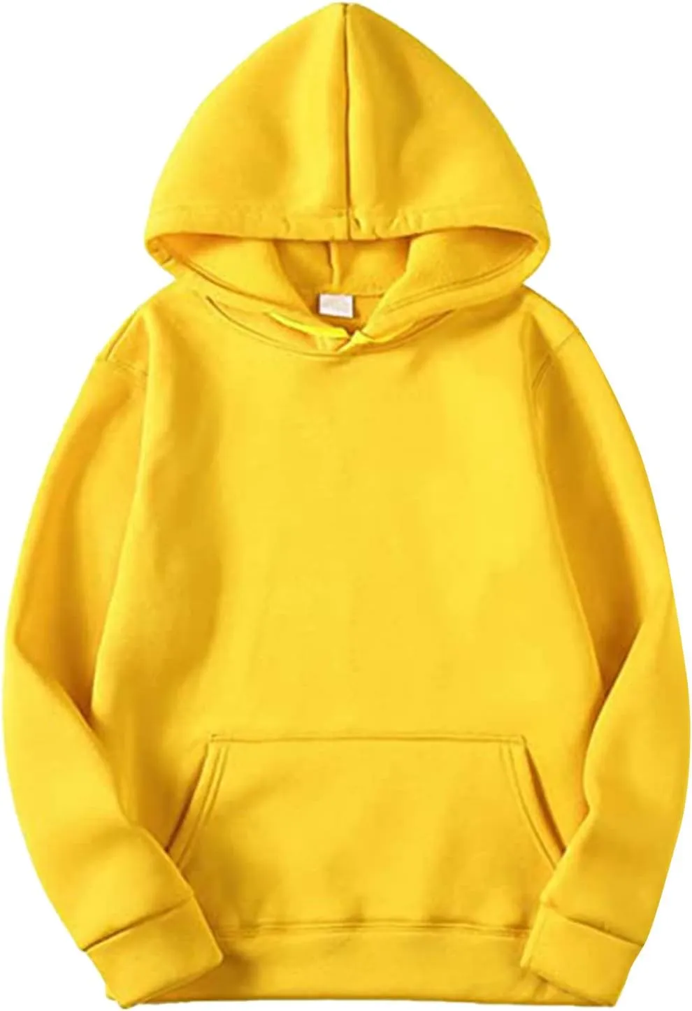 Unisex Fleece Long Sleeves Drawstring Plain Hooded Sweatshirt Pullover Solid Hoodie Top Undershirt