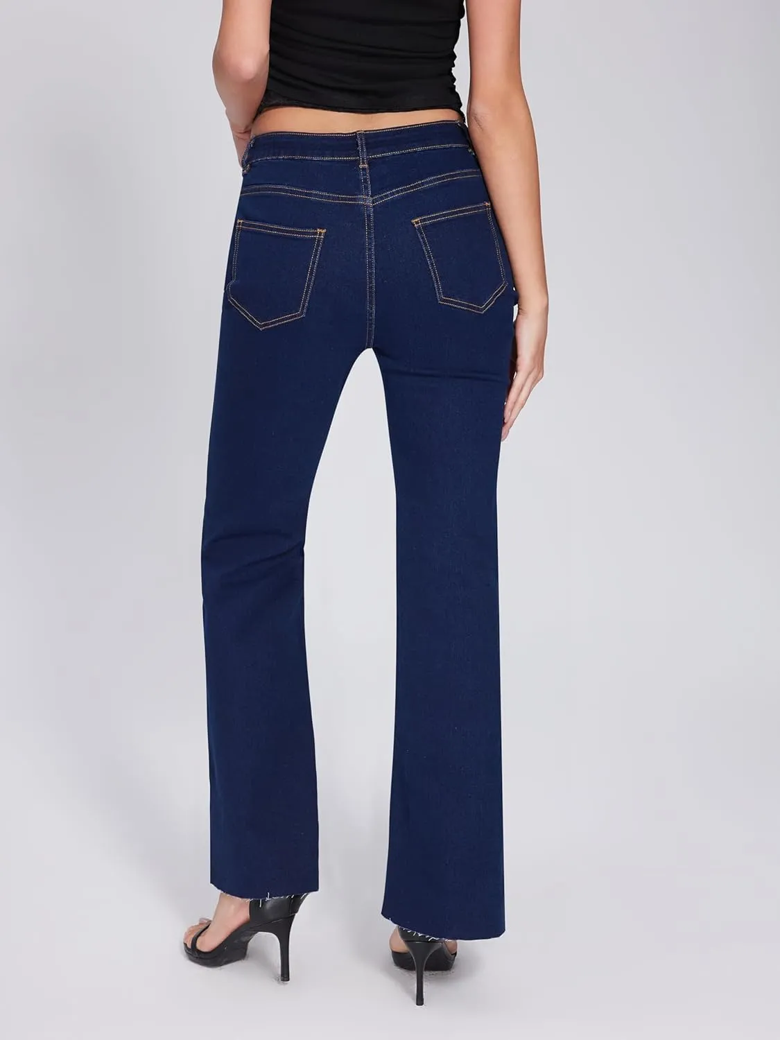 Vinova Flare Jeans for Women Button Down Bell Bottom Stetchy High Waisted Bootcut Denim Pants with Pockets