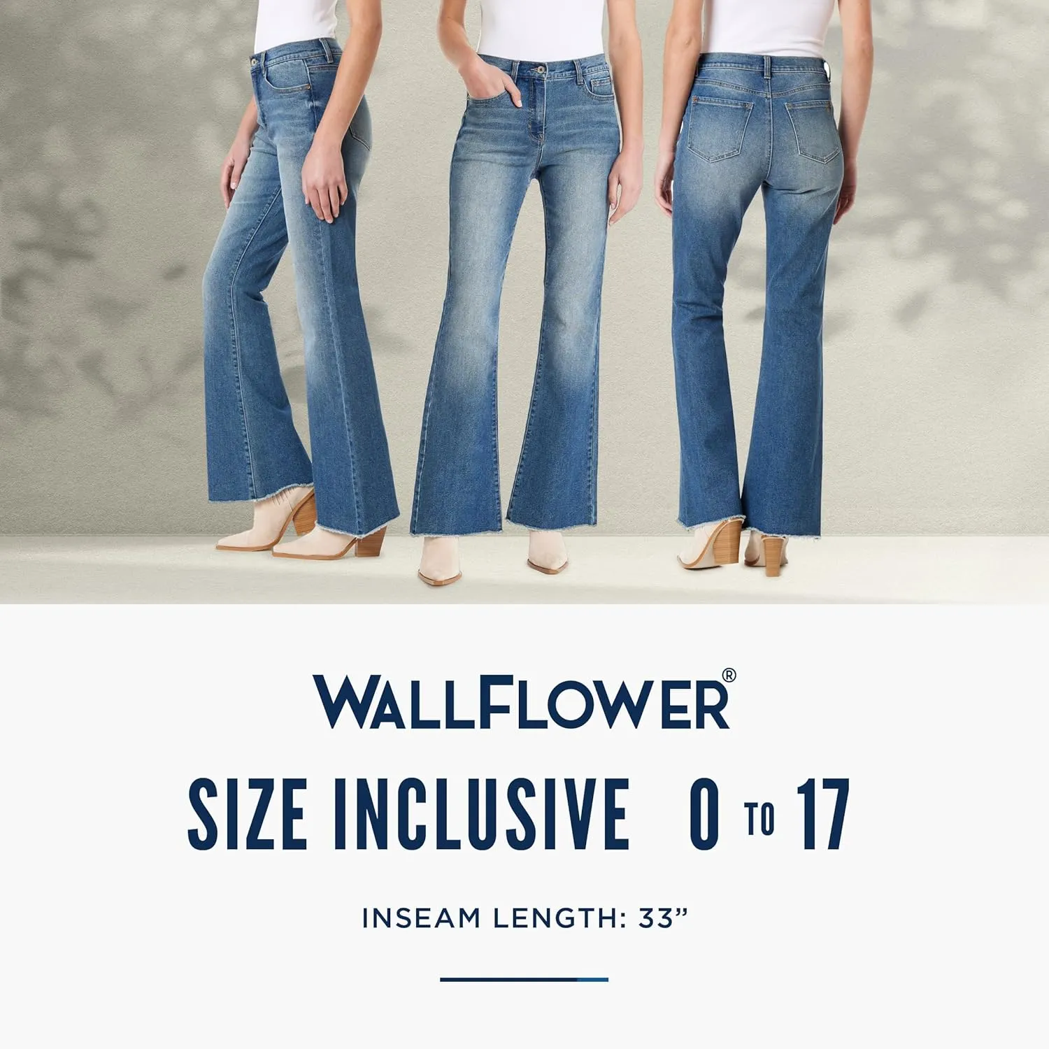 WallFlower Women's Fearless Curvy Super Flare High Rise Insta Vintage Juniors Jeans