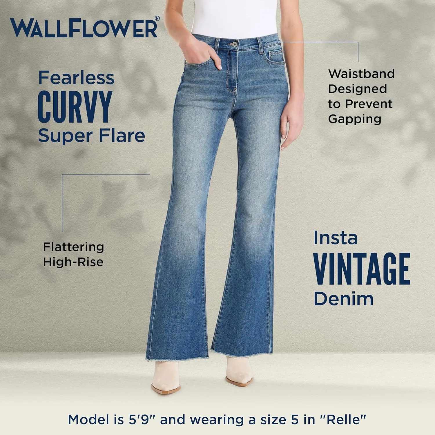 WallFlower Women's Fearless Curvy Super Flare High Rise Insta Vintage Juniors Jeans